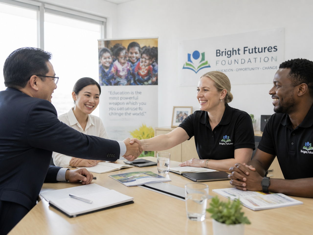 Foundation and business partners meeting together